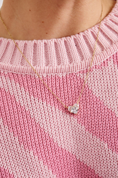 Цепочка с подвеской в виде сердечка (золото-блестящий белый)